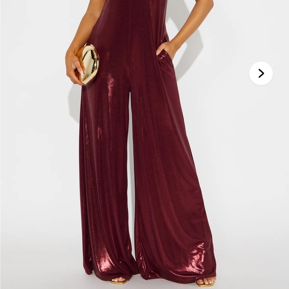 Elegant Burgundy Jumpsuit - Picture 3 of 4